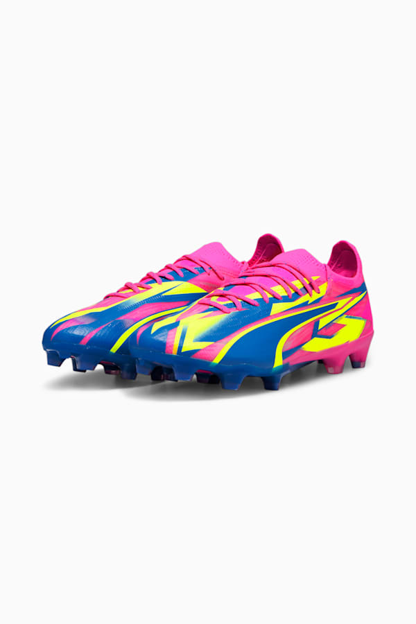 ULTRA ULTIMATE ENERGY FG/AG Football Boots, Luminous Pink-Ultra Blue-Yellow Alert, extralarge