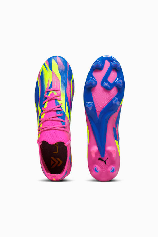 ULTRA ULTIMATE ENERGY FG/AG Football Boots, Luminous Pink-Ultra Blue-Yellow Alert, extralarge