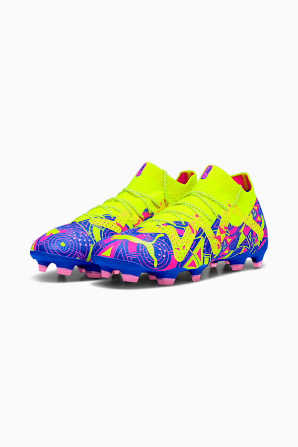 FUTURE ULTIMATE ENERGY FG/AG Football Boots, Ultra Blue-Yellow Alert-Luminous Pink, extralarge