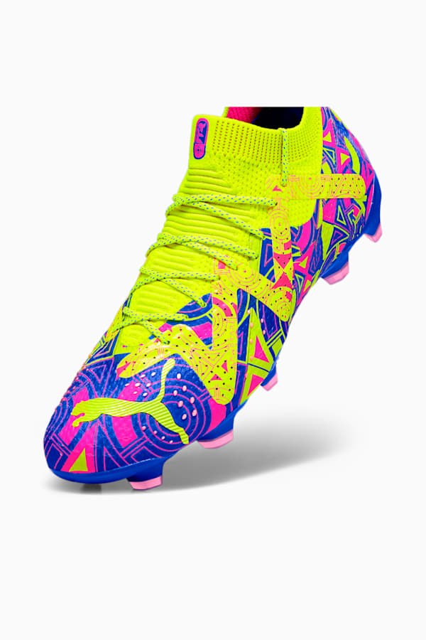 FUTURE ULTIMATE ENERGY FG/AG Football Boots, Ultra Blue-Yellow Alert-Luminous Pink, extralarge