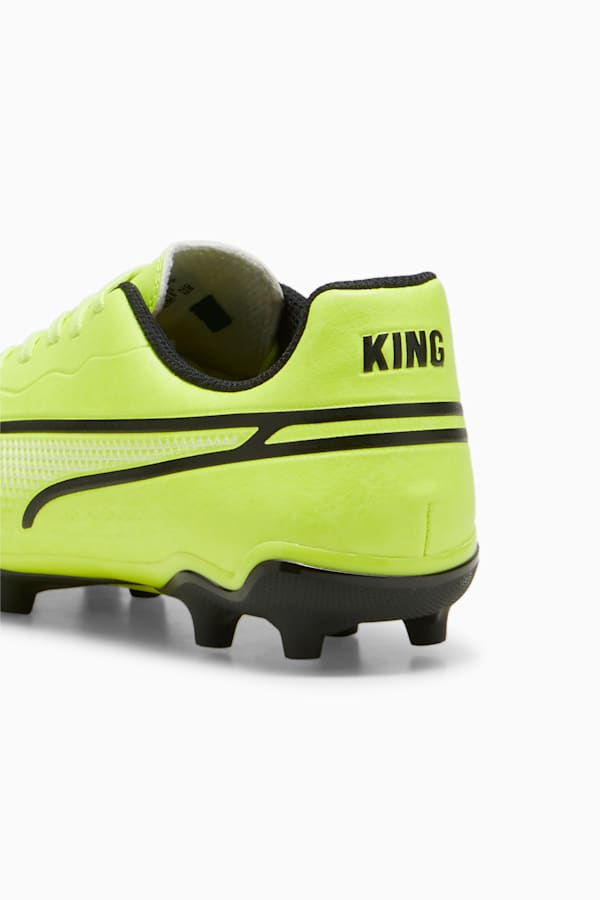 KING MATCH FG/AG Youth Football Boots, Electric Lime-PUMA Black-Poison Pink, extralarge