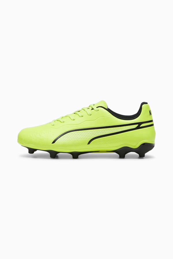 KING MATCH FG/AG Youth Football Boots, Electric Lime-PUMA Black-Poison Pink, extralarge