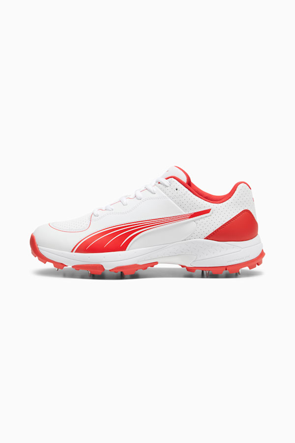 PUMA Spike 24.2 Unisex Ultralight Cricket Shoes, PUMA White-PUMA Red, extralarge-GBR