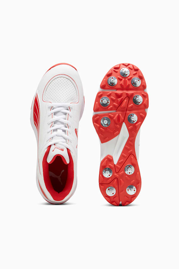 PUMA Spike 24.2 Unisex Ultralight Cricket Shoes, PUMA White-PUMA Red, extralarge-GBR