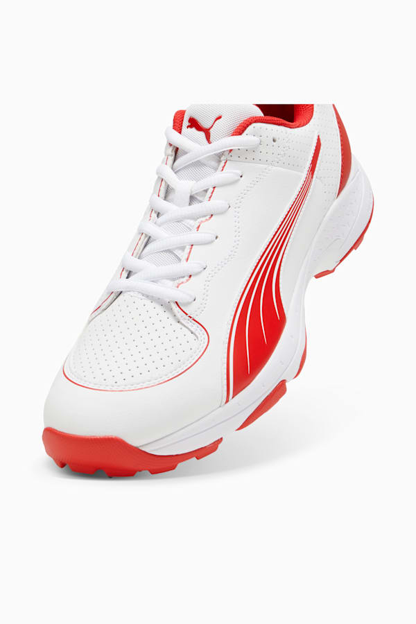 PUMA Spike 24.2 Unisex Ultralight Cricket Shoes, PUMA White-PUMA Red, extralarge-GBR