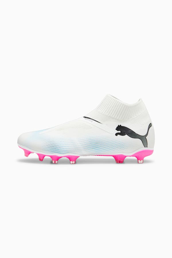 FUTURE 7 MATCH FG/AG Laceless Football Boots, PUMA White-PUMA Black-Poison Pink, extralarge