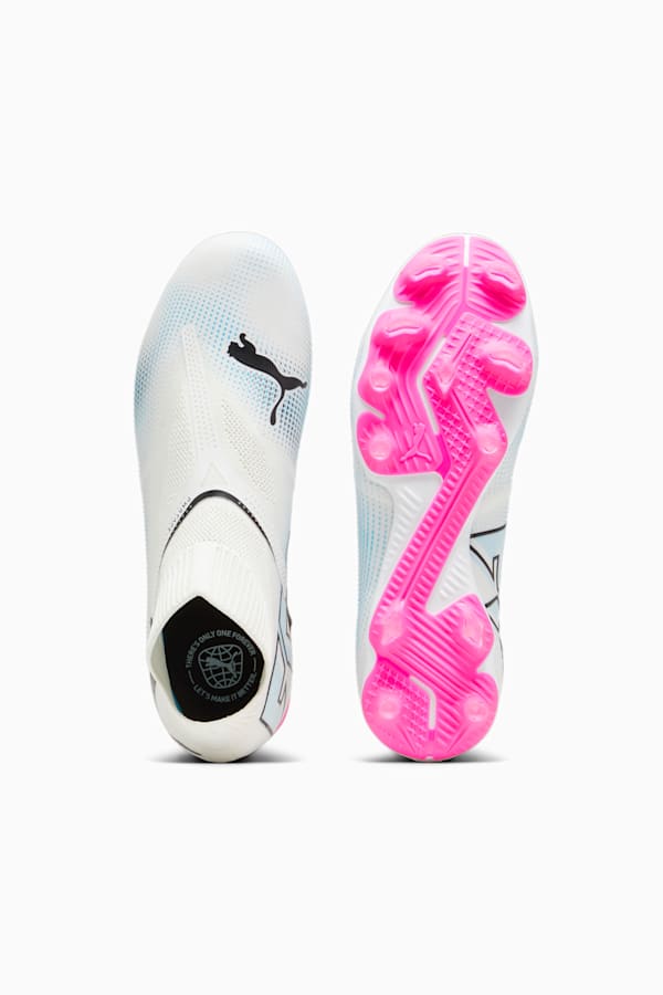 FUTURE 7 MATCH FG/AG Laceless Football Boots, PUMA White-PUMA Black-Poison Pink, extralarge