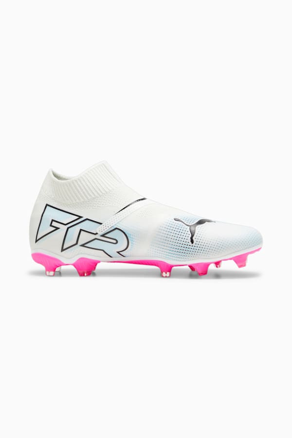 FUTURE 7 MATCH FG/AG Laceless Football Boots, PUMA White-PUMA Black-Poison Pink, extralarge