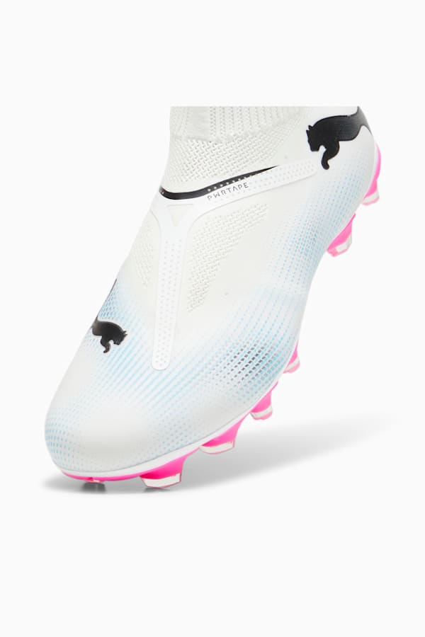 FUTURE 7 MATCH FG/AG Laceless Football Boots, PUMA White-PUMA Black-Poison Pink, extralarge