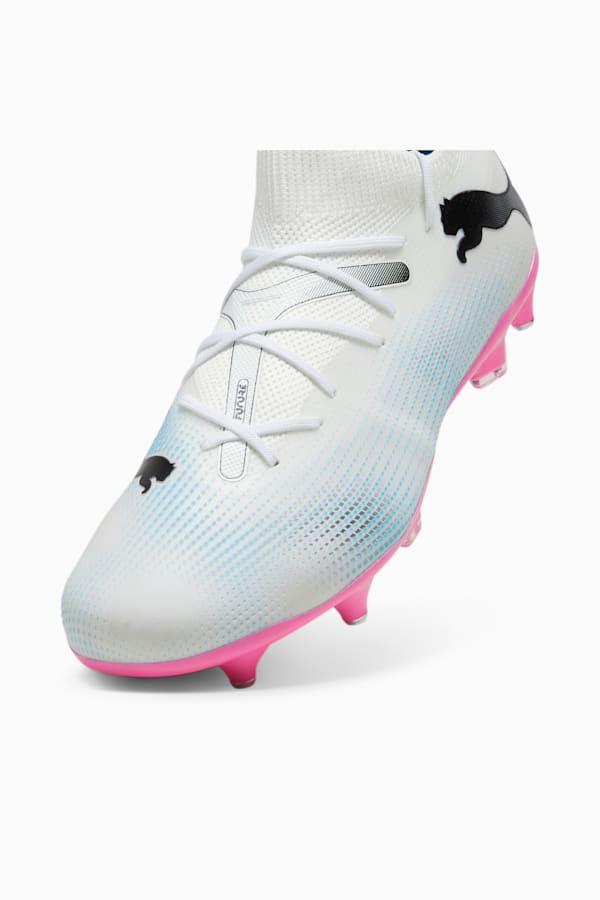 FUTURE 7 MATCH MxSG Football Boots, PUMA White-PUMA Black-Poison Pink, extralarge