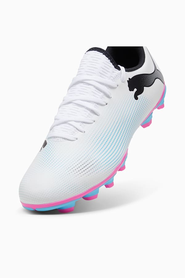 FUTURE 7 PLAY FG/AG Football Boots, PUMA White-PUMA Black-Poison Pink, extralarge