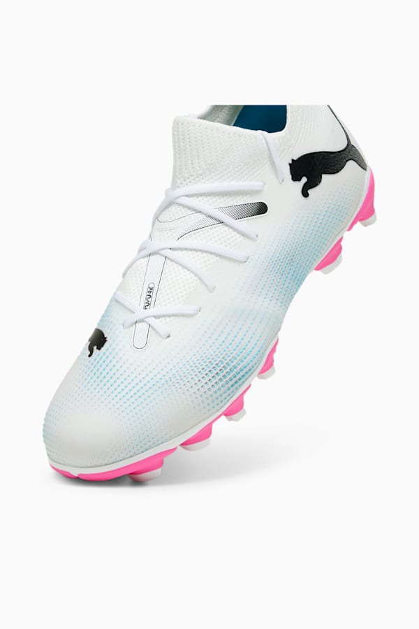 FUTURE 7 MATCH FG/AG Youth Football Boots, PUMA White-PUMA Black-Poison Pink, extralarge