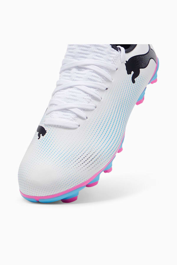 FUTURE 7 PLAY FG/AG Youth Football Boots, PUMA White-PUMA Black-Poison Pink, extralarge