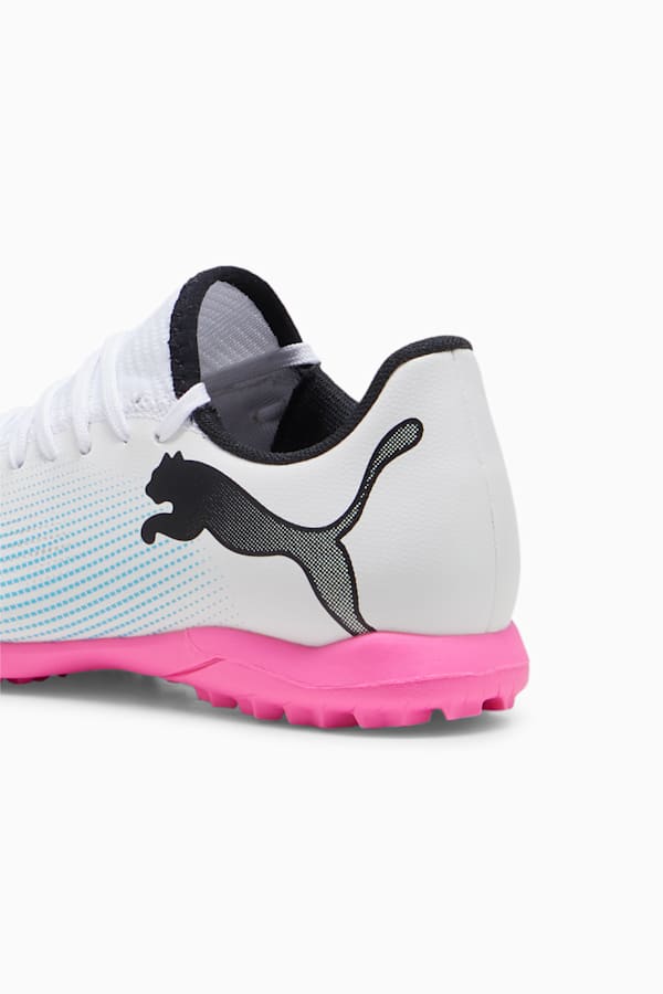 FUTURE 7 PLAY TT Youth Football Boots, PUMA White-PUMA Black-Poison Pink, extralarge
