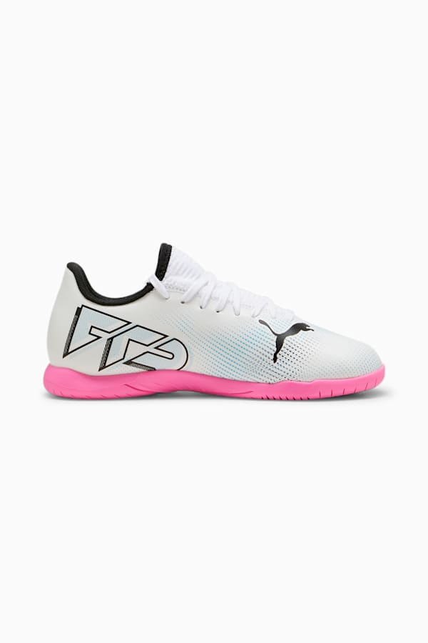 FUTURE 7 PLAY IT Youth Football Boots, PUMA White-PUMA Black-Poison Pink, extralarge