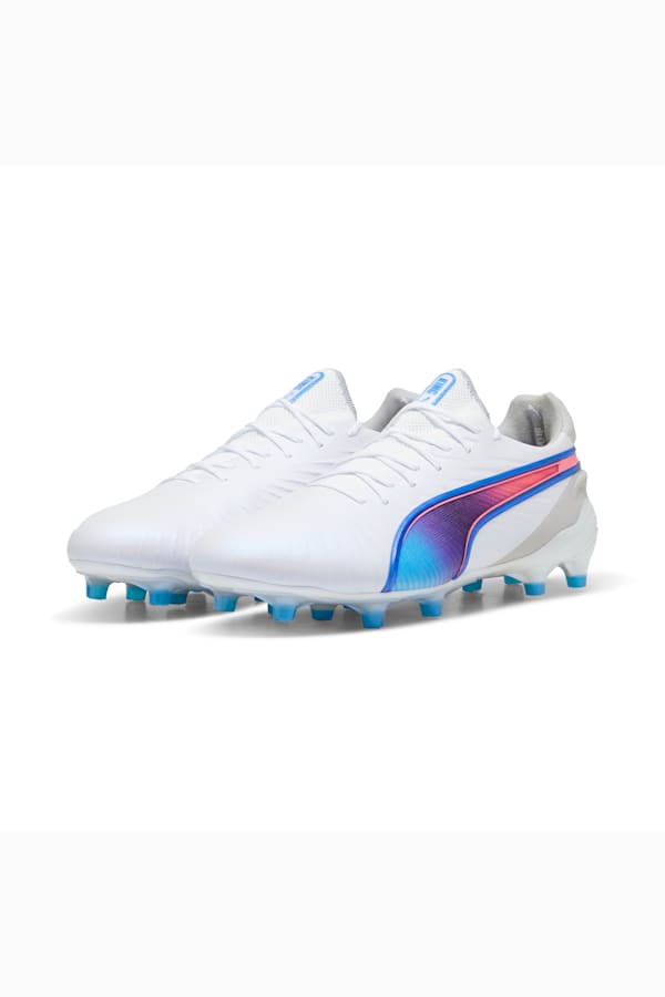 KING ULTIMATE FG/AG Football Boots, PUMA White-Bluemazing-Flat Light Gray-Sunset Glow, extralarge