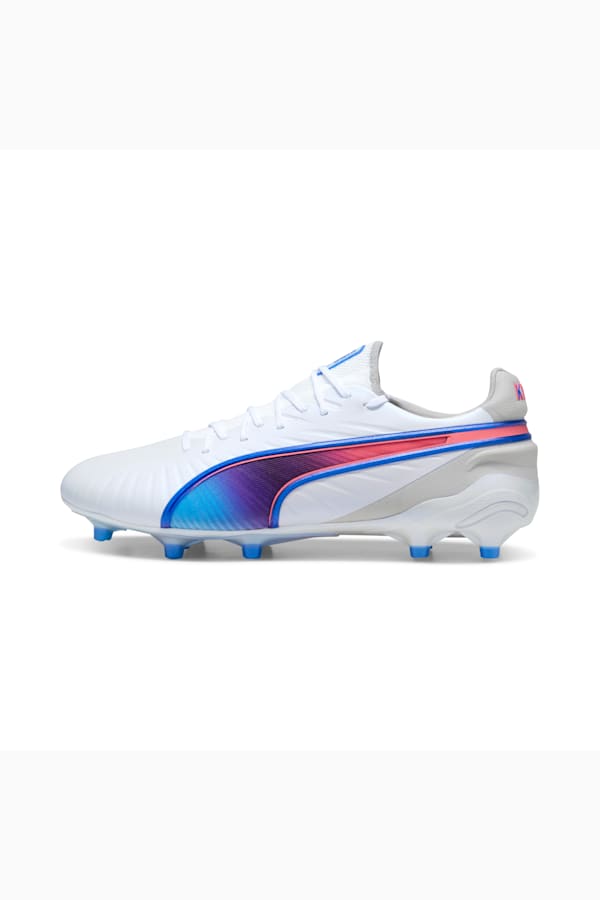 KING ULTIMATE FG/AG Football Boots, PUMA White-Bluemazing-Flat Light Gray-Sunset Glow, extralarge