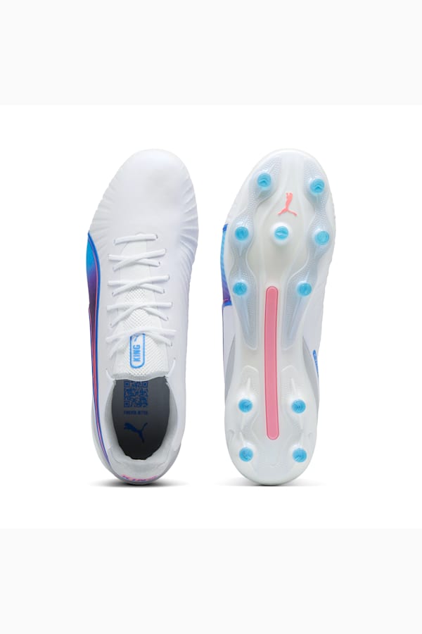 KING ULTIMATE FG/AG Football Boots, PUMA White-Bluemazing-Flat Light Gray-Sunset Glow, extralarge