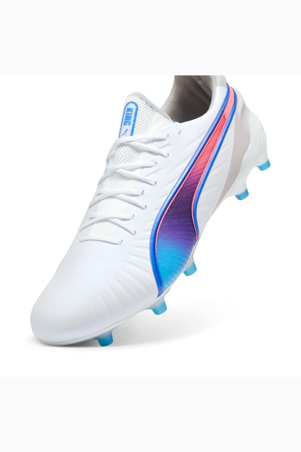 KING ULTIMATE FG/AG Football Boots, PUMA White-Bluemazing-Flat Light Gray-Sunset Glow, extralarge