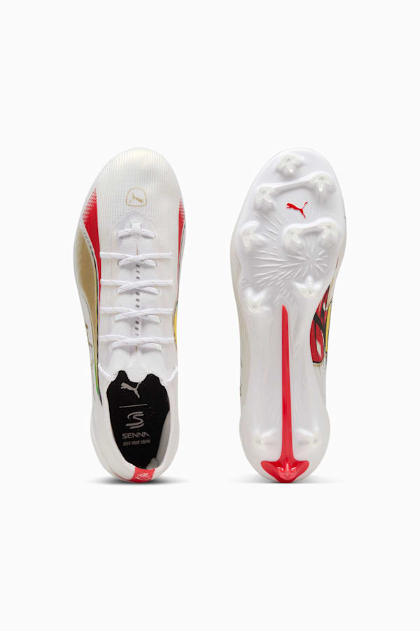 ULTRA 5 ULTIMATE SENNA FG Football Boots, PUMA White-PUMA Gold-PUMA Red, extralarge