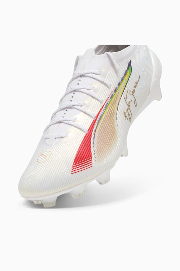 ULTRA 5 ULTIMATE SENNA FG Football Boots, PUMA White-PUMA Gold-PUMA Red, extralarge