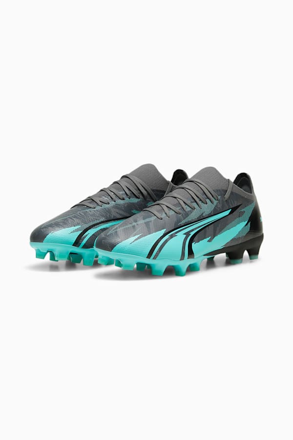 ULTRA MATCH RUSH FG/AG Football Boots, Strong Gray-PUMA White-Elektro Aqua, extralarge