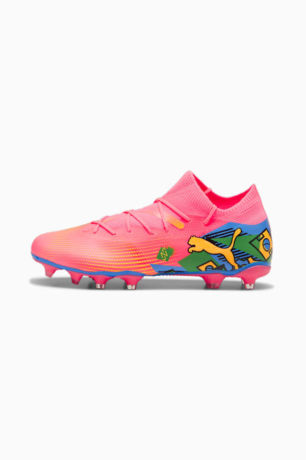 PUMA x NEYMAR JR FUTURE 7 MATCH FG/AG Football Boots, Sunset Glow-PUMA Black-Sun Stream-PUMA Green-Bluemazing, extralarge