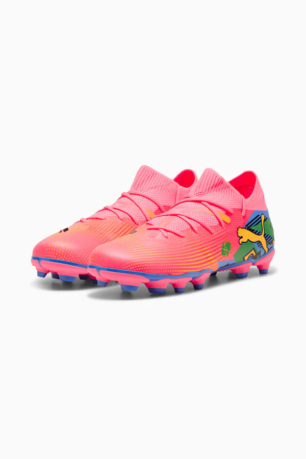 PUMA x NEYMAR JR FUTURE 7 MATCH FG/AG Youth Football Boots, Sunset Glow-PUMA Black-Sun Stream-PUMA Green-Bluemazing, extralarge