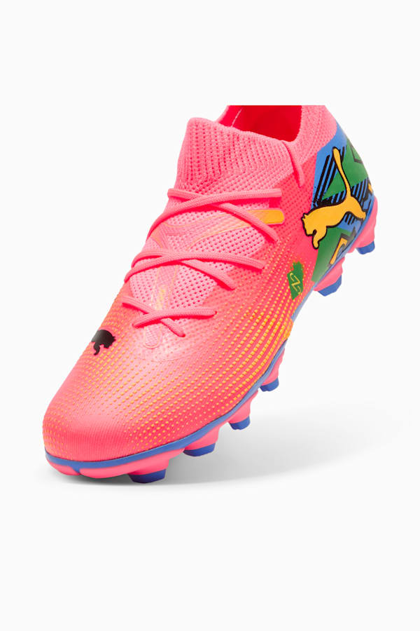 PUMA x NEYMAR JR FUTURE 7 MATCH FG/AG Youth Football Boots, Sunset Glow-PUMA Black-Sun Stream-PUMA Green-Bluemazing, extralarge