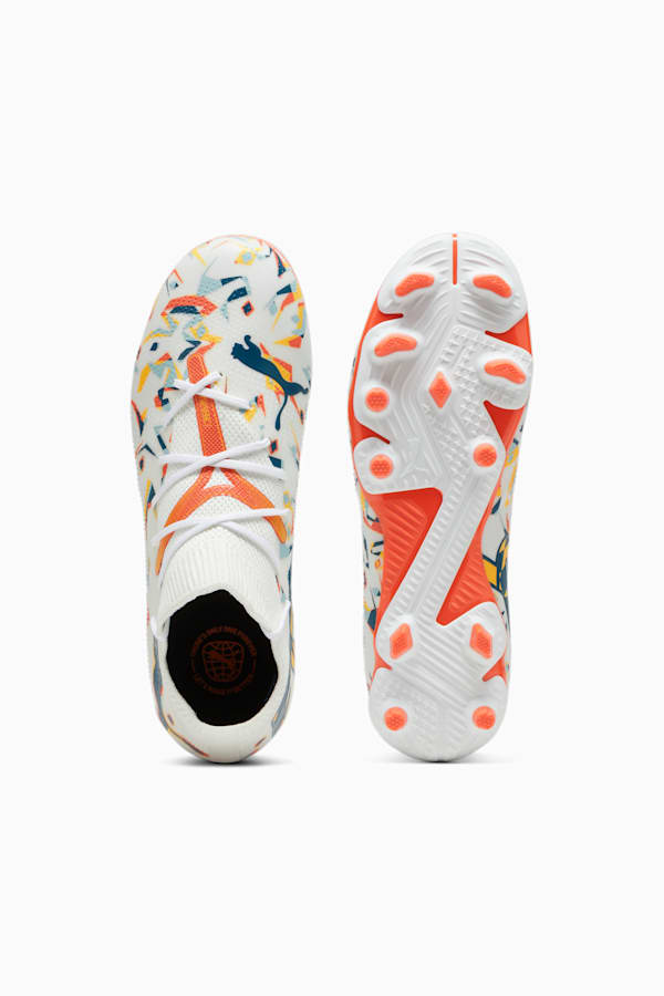 FUTURE 7 MATCH CREATIVITY FG/AG Youth Football Boots, PUMA White-Ocean Tropic-Turquoise Surf-Hot Heat-Sun Stream, extralarge-GBR