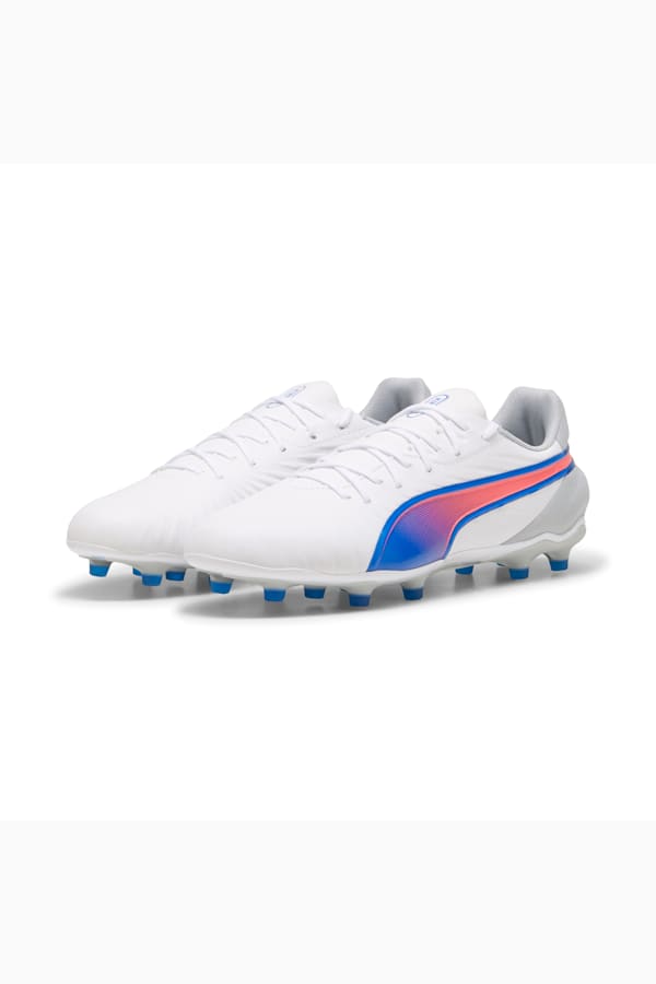 KING MATCH FG/AG Football Boots, PUMA White-Bluemazing-Flat Light Gray, extralarge