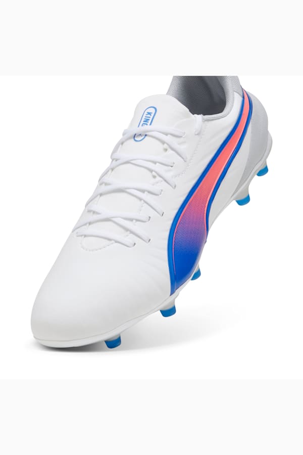 KING MATCH FG/AG Football Boots, PUMA White-Bluemazing-Flat Light Gray, extralarge