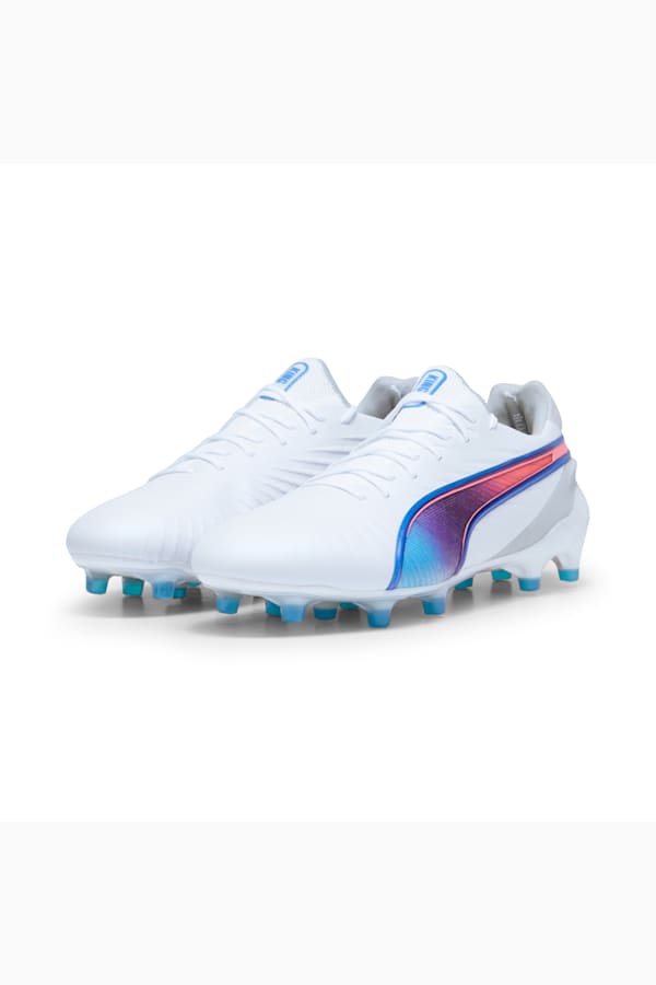 KING ULTIMATE FG/AG Football Boots Women, PUMA White-Bluemazing-Flat Light Gray-Sunset Glow, extralarge