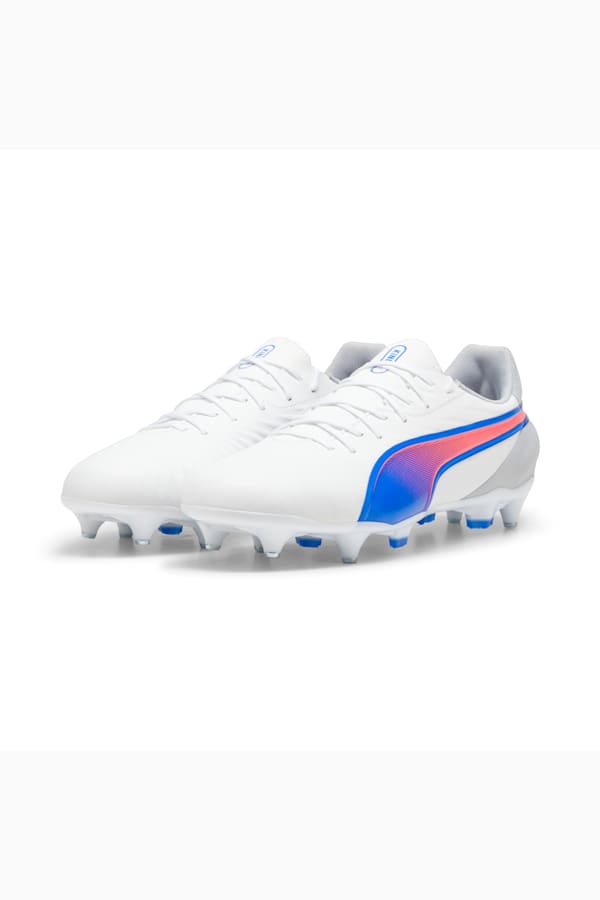 KING MATCH MxSG Football Boots, PUMA White-Bluemazing-Flat Light Gray, extralarge-GBR