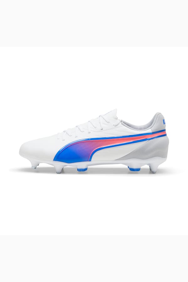 KING MATCH MxSG Football Boots, PUMA White-Bluemazing-Flat Light Gray, extralarge-GBR