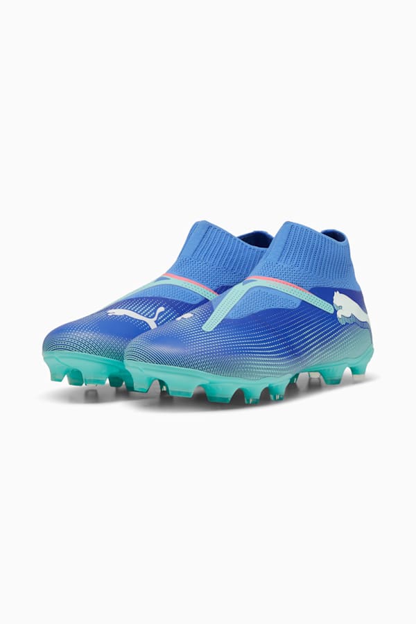 FUTURE 7 MATCH+ FG/AG Laceless Football Boots, Bluemazing-PUMA White-Electric Peppermint, extralarge