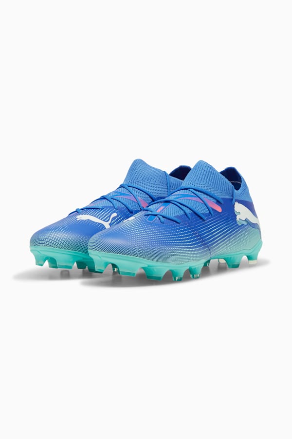FUTURE 7 MATCH FG/AG Football Boots Unisex, Bluemazing-PUMA White-Electric Peppermint, extralarge