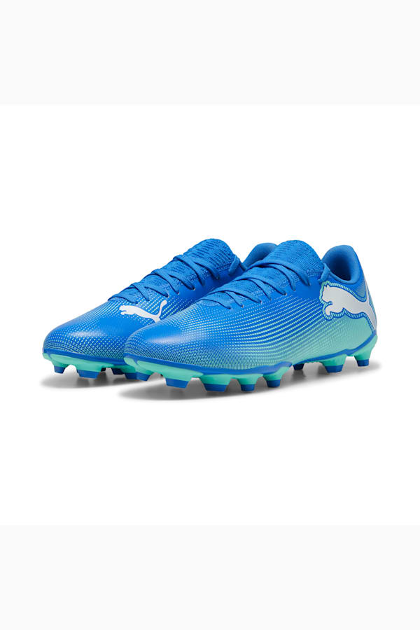 FUTURE 7 PLAY FG/AG Football Boots, Hyperlink Blue-Mint-PUMA White, extralarge