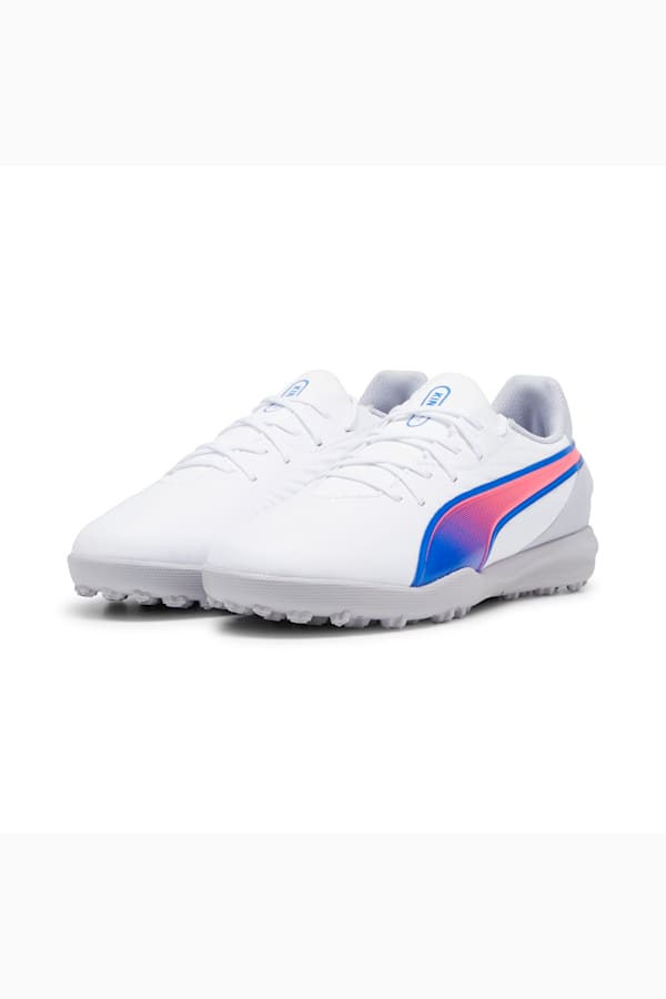 KING MATCH TT Football Boots Youth, PUMA White-Bluemazing-Flat Light Gray, extralarge-GBR