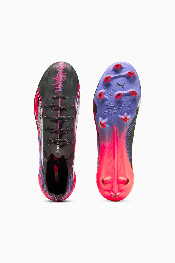 ULTRA 5 ULTIMATE F1® FG Football Boots Unisex, PUMA Black-PUMA White-Sunset Glow-Dark Amethyst, extralarge