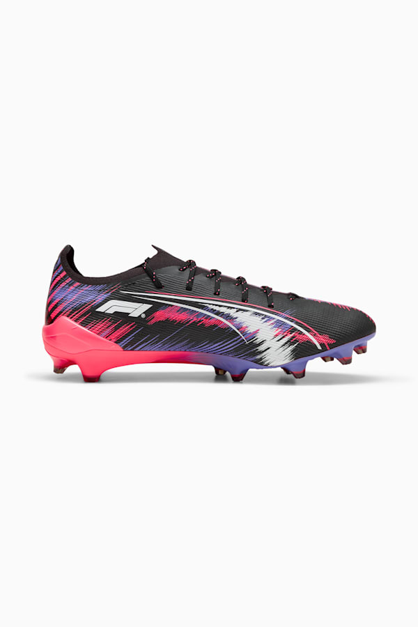 ULTRA 5 ULTIMATE F1® FG Football Boots Unisex, PUMA Black-PUMA White-Sunset Glow-Dark Amethyst, extralarge