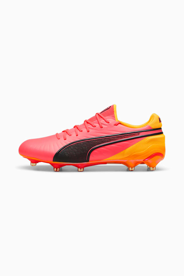 KING ULTIMATE TRICKS FG/AG Football Boots, Sun Stream-PUMA Black-Sunset Glow, extralarge