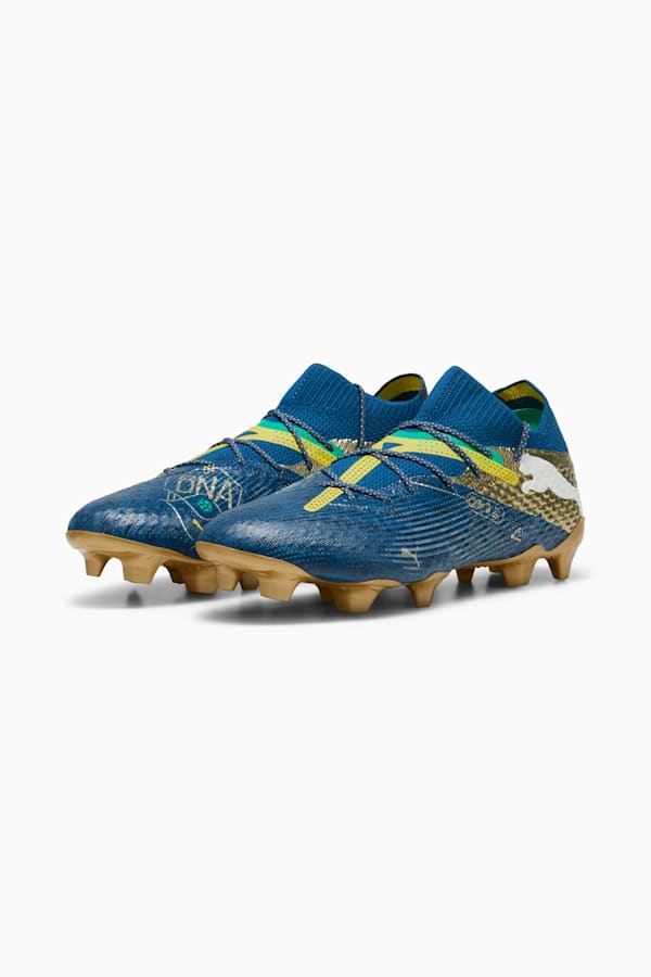 FUTURE 7 ULTIMATE BNA FG/AG Football Boots, Sailing Blue-Marine Blue-Pelé Yellow-Grassy Green-Gold, extralarge