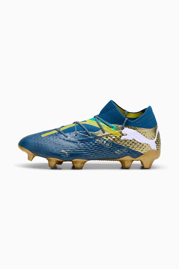 FUTURE 7 ULTIMATE BNA FG/AG Football Boots, Sailing Blue-Marine Blue-Pelé Yellow-Grassy Green-Gold, extralarge