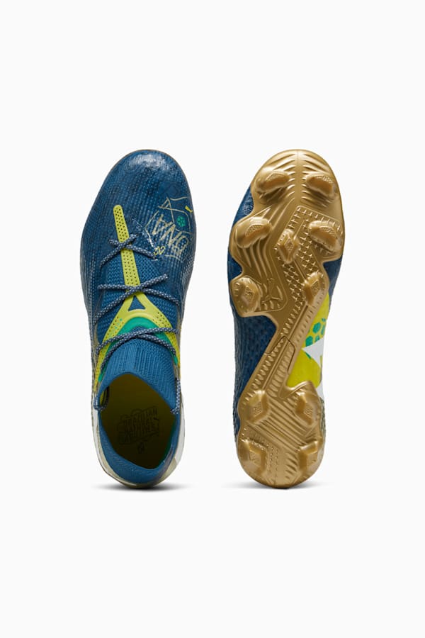 FUTURE 7 ULTIMATE BNA FG/AG Football Boots, Sailing Blue-Marine Blue-Pelé Yellow-Grassy Green-Gold, extralarge