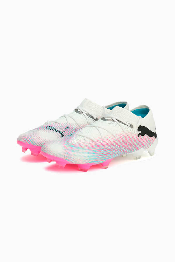 FUTURE 7 ULTIMATE LOW FG/AG Football Boots, PUMA White-PUMA Black-Poison Pink-Bright Aqua-Silver Mist, extralarge-GBR