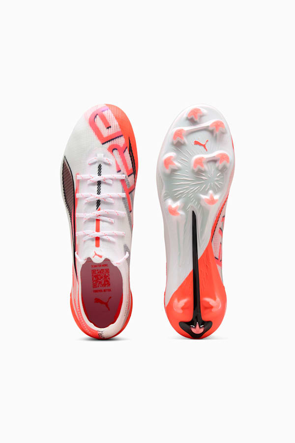 ULTRA 5 ULTIMATE FG Football Boots Unisex, PUMA White-PUMA Black-Glowing Red, extralarge