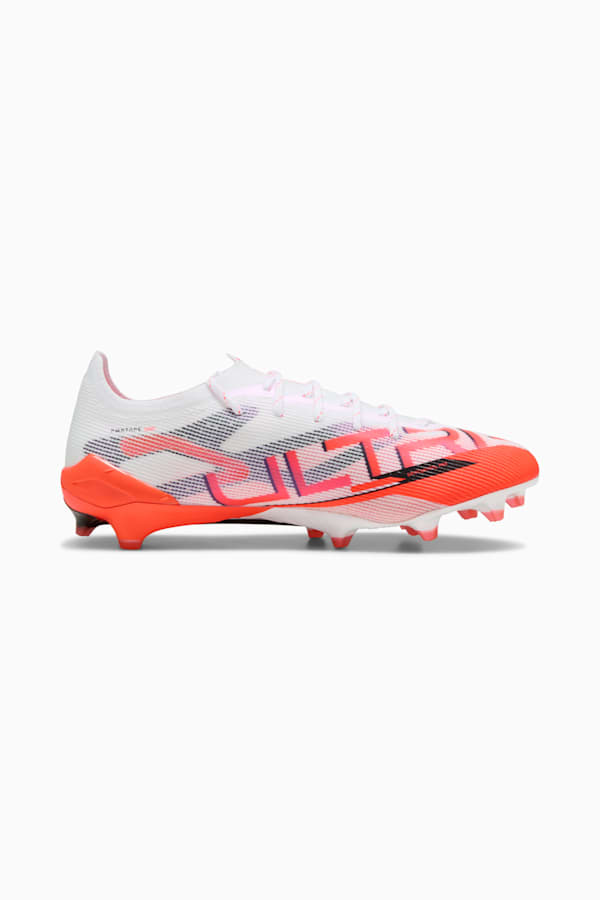 ULTRA 5 ULTIMATE FG Football Boots Unisex, PUMA White-PUMA Black-Glowing Red, extralarge