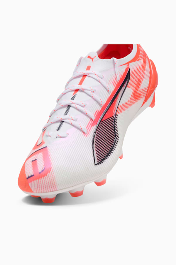 ULTRA 5 ULTIMATE FG Football Boots Unisex, PUMA White-PUMA Black-Glowing Red, extralarge