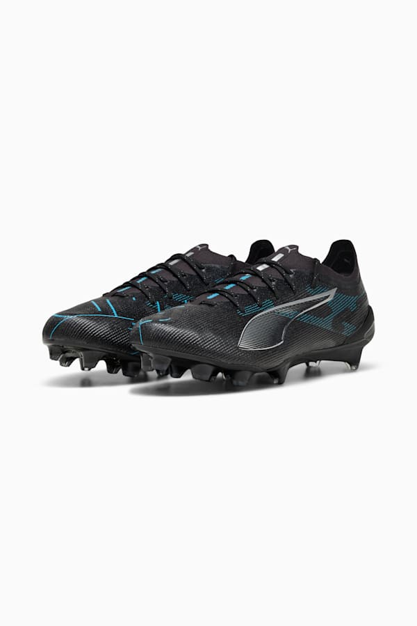 ULTRA 5 ULTIMATE FG Football Boots Unisex, PUMA Black-PUMA Silver-Bright Aqua, extralarge